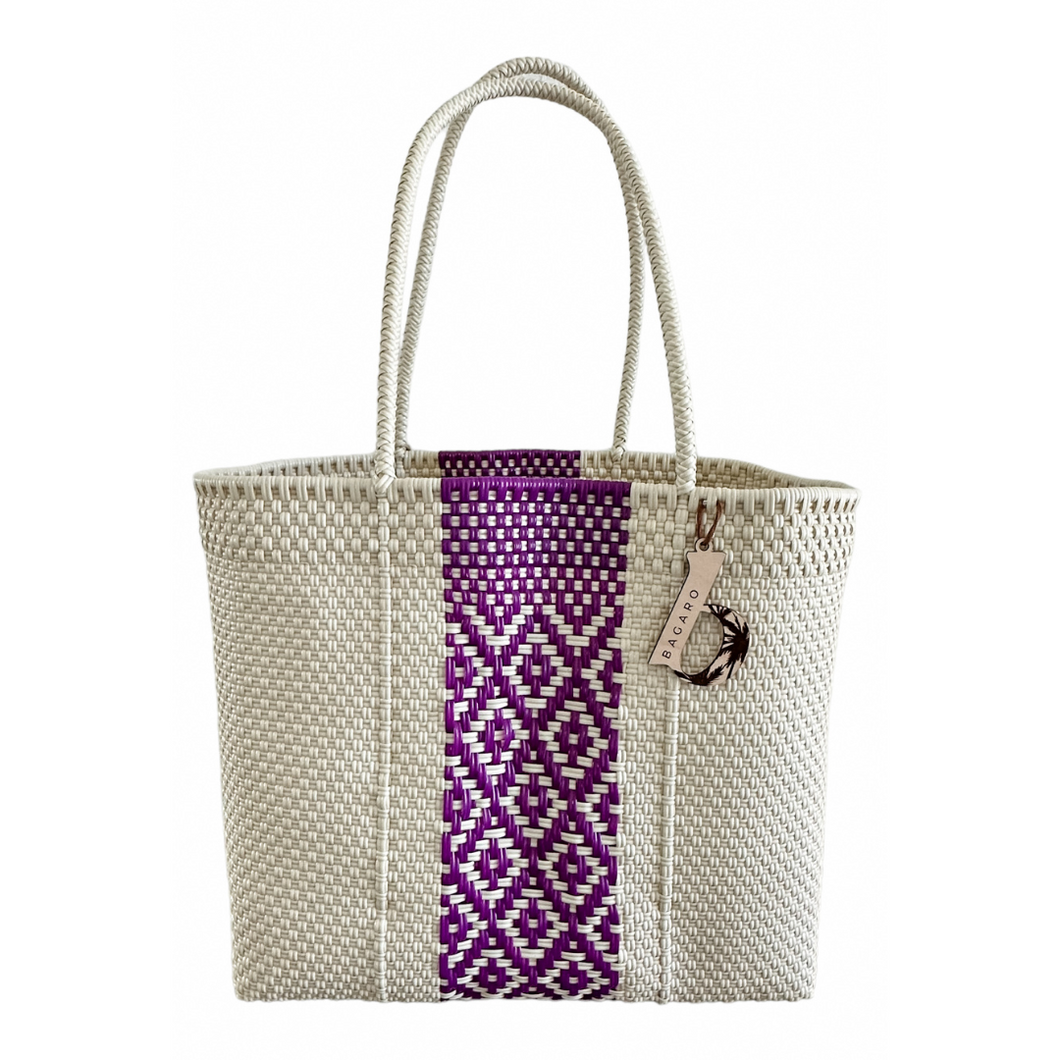 Purple & Cream Handwoven Bag