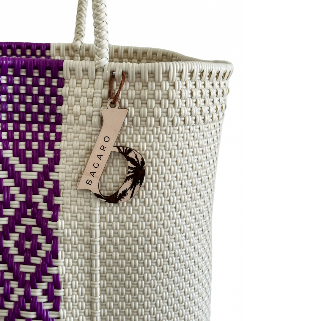 Purple & Cream Handwoven Bag