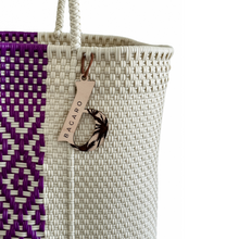 Load image into Gallery viewer, Purple &amp; Cream Handwoven Bag
