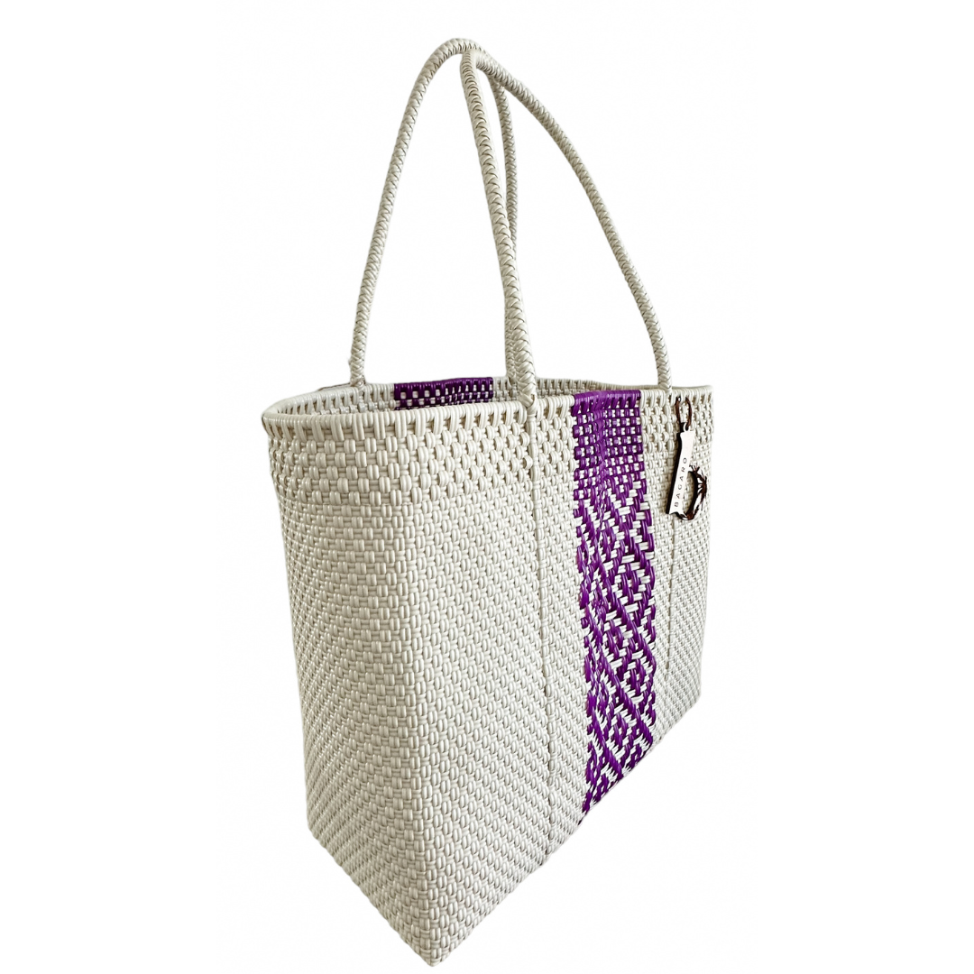 Purple & Cream Handwoven Bag