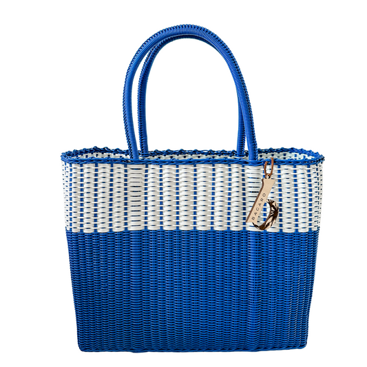 Ink Blue & White Handwoven Bag