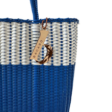 Load image into Gallery viewer, Ink Blue &amp; White Handwoven Bag
